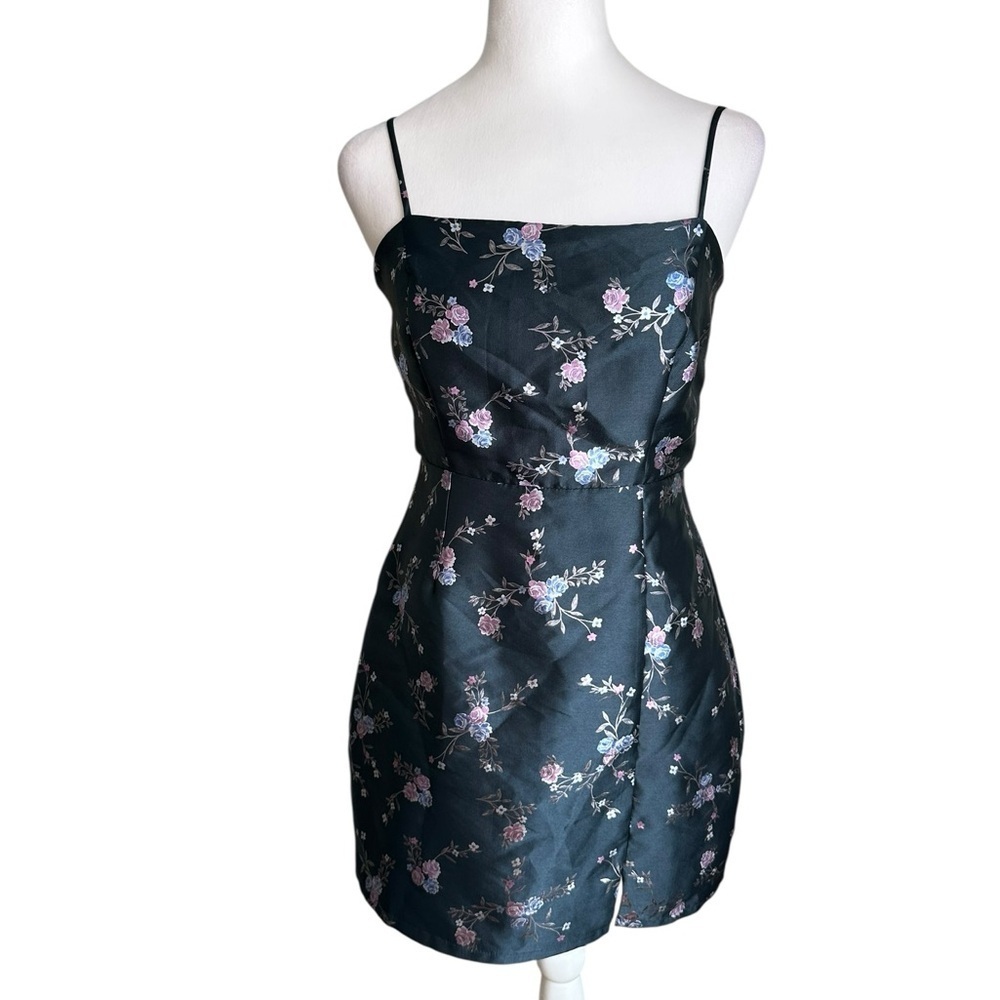 Lulus Made For Romance Navy Blue Floral Jacquard Sleeveless Mini Dress Size S - Picture 4 of 17